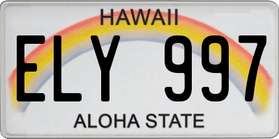 HI license plate ELY997