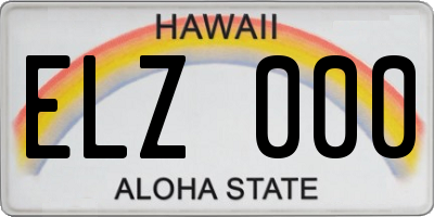 HI license plate ELZ000