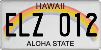 HI license plate ELZ012