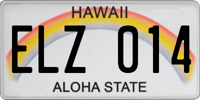 HI license plate ELZ014