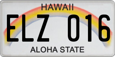 HI license plate ELZ016