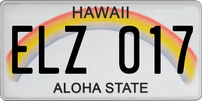HI license plate ELZ017