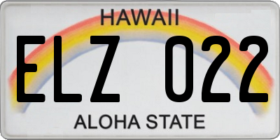 HI license plate ELZ022
