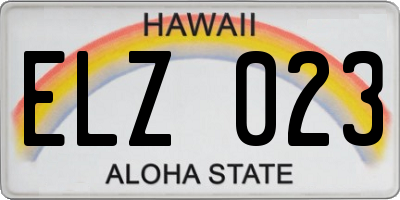 HI license plate ELZ023