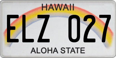 HI license plate ELZ027