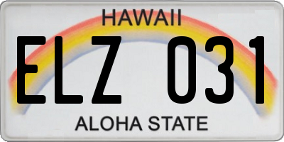 HI license plate ELZ031