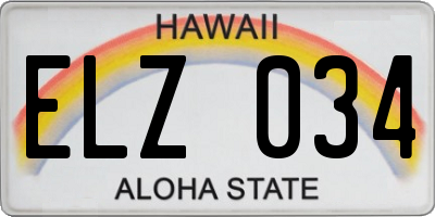 HI license plate ELZ034