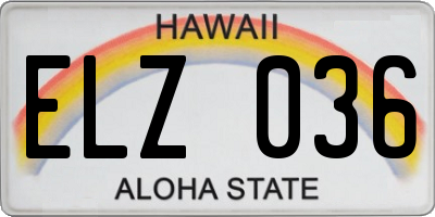 HI license plate ELZ036