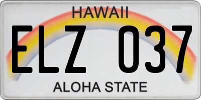 HI license plate ELZ037
