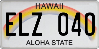 HI license plate ELZ040