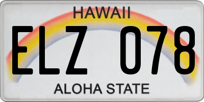 HI license plate ELZ078