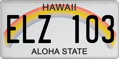 HI license plate ELZ103