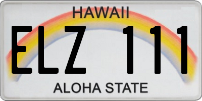 HI license plate ELZ111