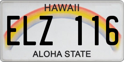 HI license plate ELZ116