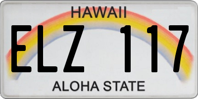 HI license plate ELZ117