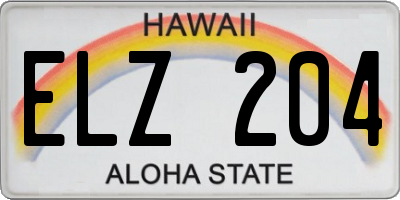 HI license plate ELZ204