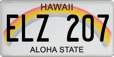 HI license plate ELZ207