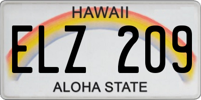 HI license plate ELZ209