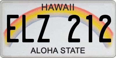 HI license plate ELZ212