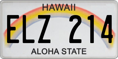 HI license plate ELZ214
