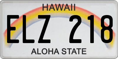 HI license plate ELZ218