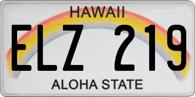 HI license plate ELZ219