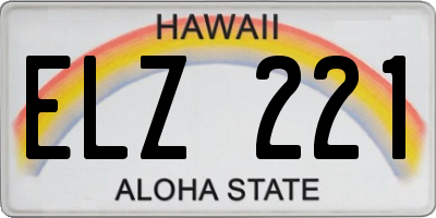 HI license plate ELZ221