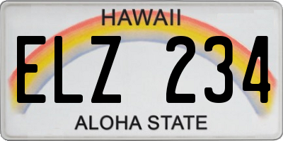 HI license plate ELZ234