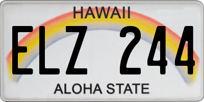HI license plate ELZ244