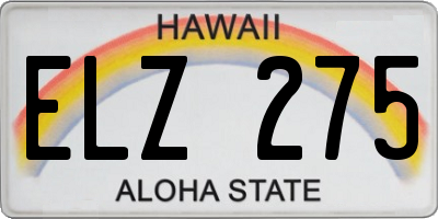 HI license plate ELZ275