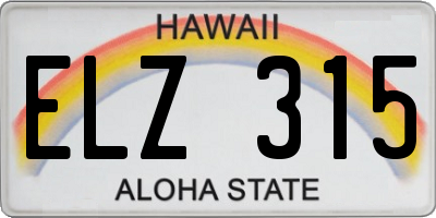 HI license plate ELZ315