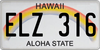 HI license plate ELZ316