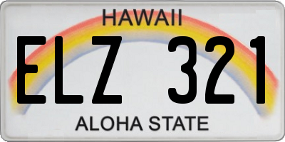 HI license plate ELZ321