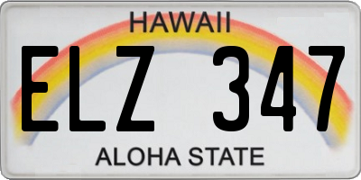 HI license plate ELZ347