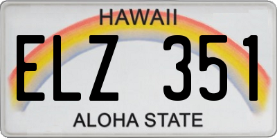 HI license plate ELZ351