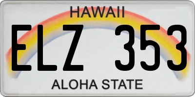 HI license plate ELZ353