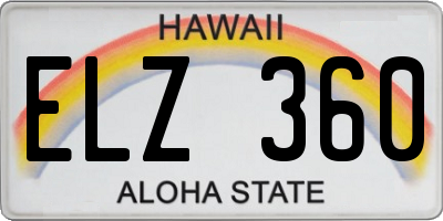 HI license plate ELZ360
