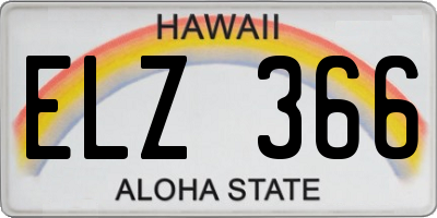 HI license plate ELZ366