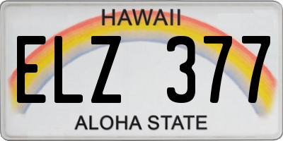 HI license plate ELZ377