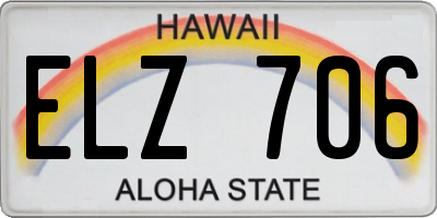 HI license plate ELZ706
