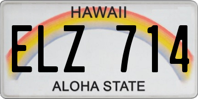 HI license plate ELZ714