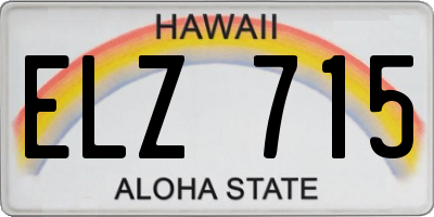 HI license plate ELZ715