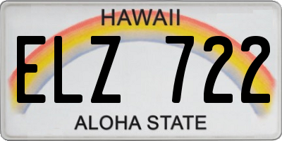 HI license plate ELZ722