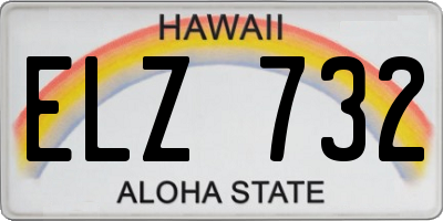 HI license plate ELZ732