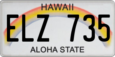 HI license plate ELZ735
