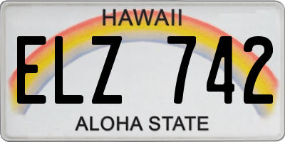 HI license plate ELZ742