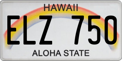 HI license plate ELZ750