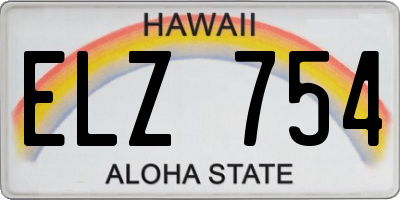 HI license plate ELZ754