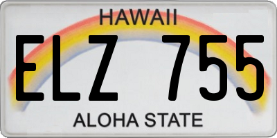 HI license plate ELZ755