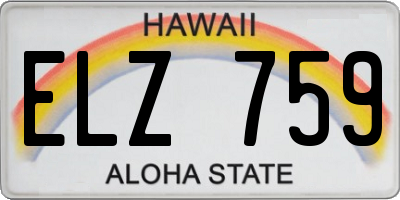 HI license plate ELZ759